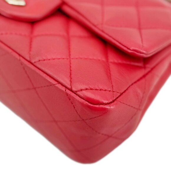Chanel Classic Rectangular Flap Mini Quilted Leather Crossbody Bag Reddish Pink - Picture 8 of 16